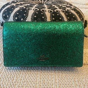 Coach Sparkly Green Crossbody/Clutch